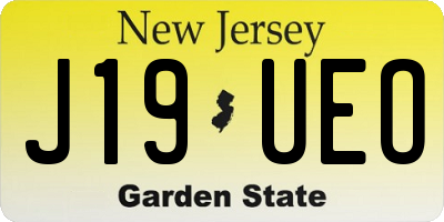 NJ license plate J19UEO