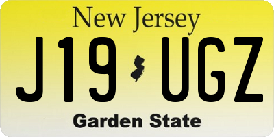 NJ license plate J19UGZ