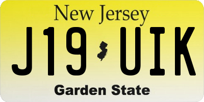 NJ license plate J19UIK