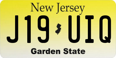 NJ license plate J19UIQ