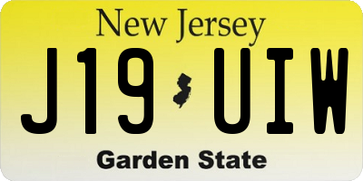 NJ license plate J19UIW