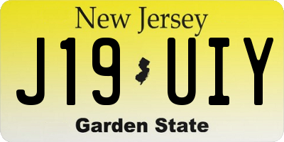 NJ license plate J19UIY