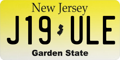 NJ license plate J19ULE
