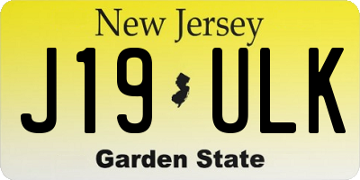 NJ license plate J19ULK