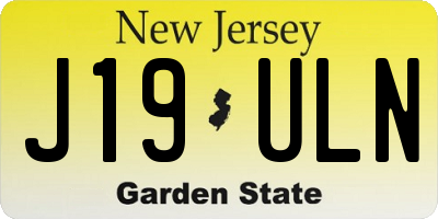 NJ license plate J19ULN