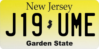NJ license plate J19UME