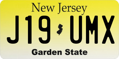 NJ license plate J19UMX