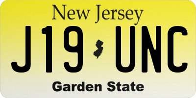 NJ license plate J19UNC