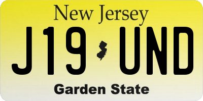 NJ license plate J19UND