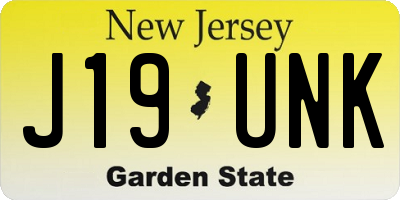 NJ license plate J19UNK