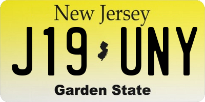 NJ license plate J19UNY