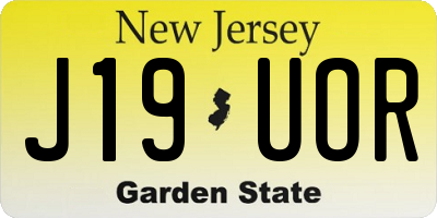 NJ license plate J19UOR