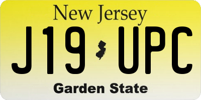 NJ license plate J19UPC