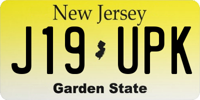 NJ license plate J19UPK