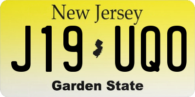 NJ license plate J19UQO