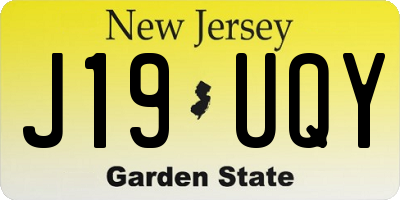 NJ license plate J19UQY