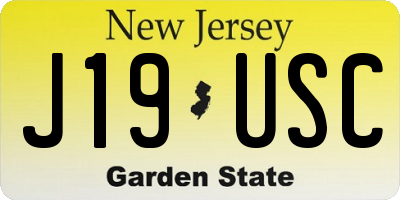 NJ license plate J19USC