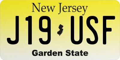 NJ license plate J19USF
