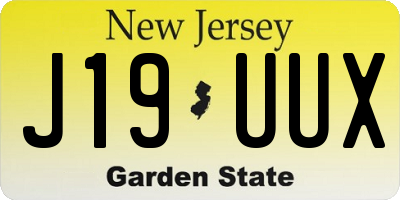 NJ license plate J19UUX