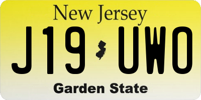NJ license plate J19UWO