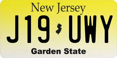 NJ license plate J19UWY