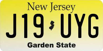 NJ license plate J19UYG