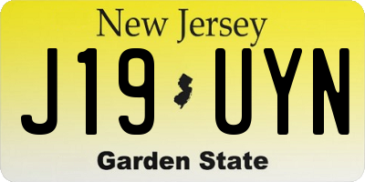 NJ license plate J19UYN