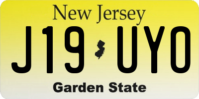 NJ license plate J19UYO