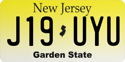 NJ license plate J19UYU