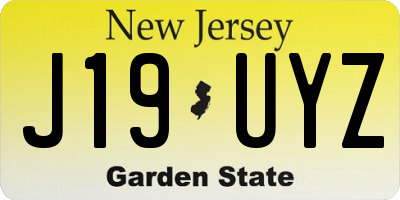 NJ license plate J19UYZ