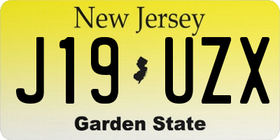 NJ license plate J19UZX