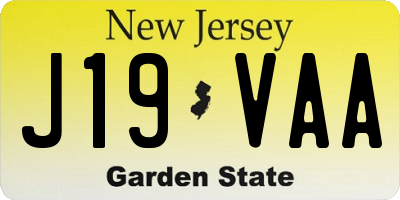 NJ license plate J19VAA