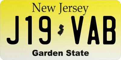 NJ license plate J19VAB