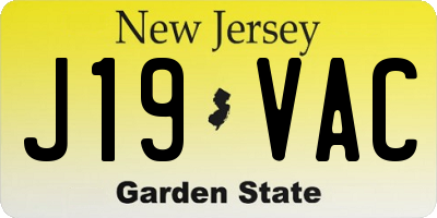 NJ license plate J19VAC