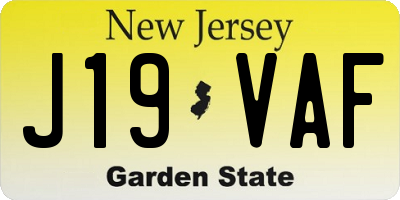 NJ license plate J19VAF