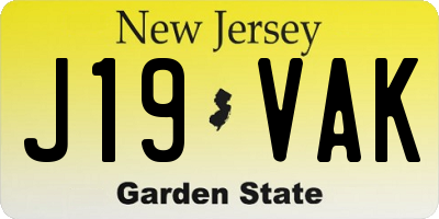 NJ license plate J19VAK