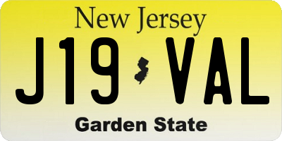 NJ license plate J19VAL