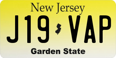 NJ license plate J19VAP