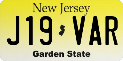 NJ license plate J19VAR