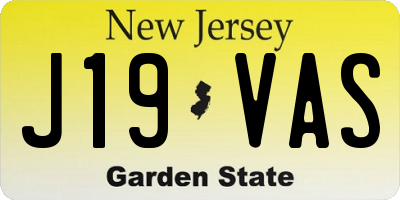 NJ license plate J19VAS