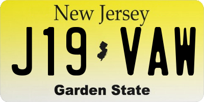 NJ license plate J19VAW