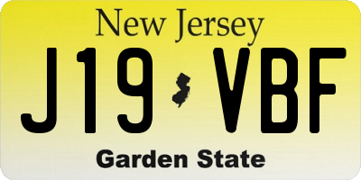 NJ license plate J19VBF