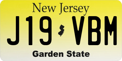 NJ license plate J19VBM
