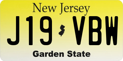 NJ license plate J19VBW