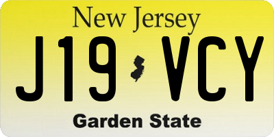 NJ license plate J19VCY