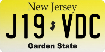 NJ license plate J19VDC