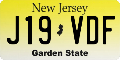NJ license plate J19VDF