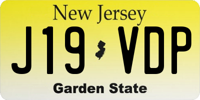 NJ license plate J19VDP