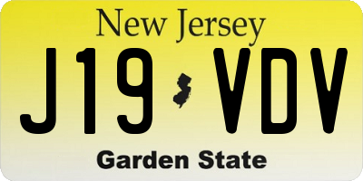 NJ license plate J19VDV