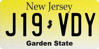 NJ license plate J19VDY
